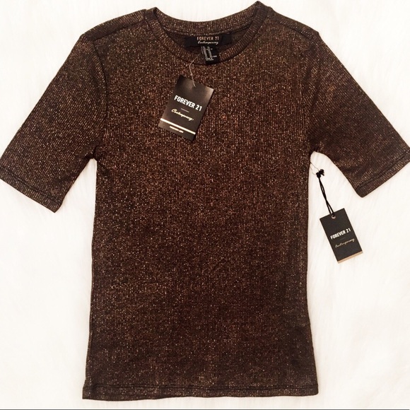 NWT Bronze Metallic Knit Top - Picture 5 of 8